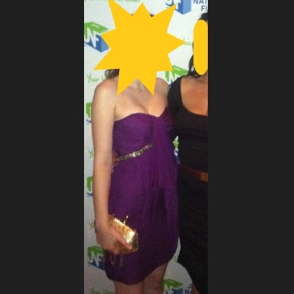 100% Silk Badgley Mischka Plum Purple Strapless Cocktail Dress Size 4 - Picture 6 of 7